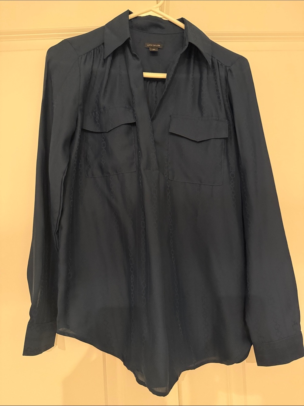 Ann Taylor Teal Long-Sleeve Blouse